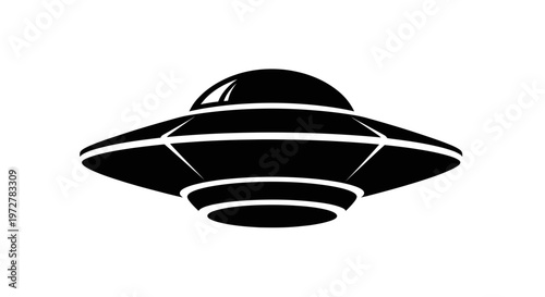 Black UFO Silhouette Flying Saucer Icon