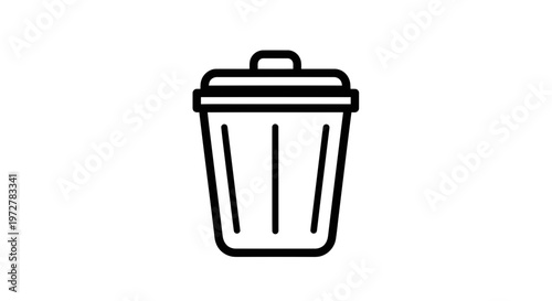 Trash Can Icon Vector - Simple Minimalist Dustbin Outline Illustration for Waste Management and UI Design