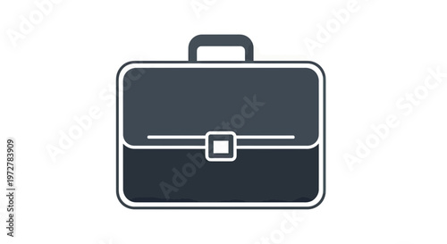 Minimalist Black Briefcase Icon Isolated on White Background for Business and Office Design