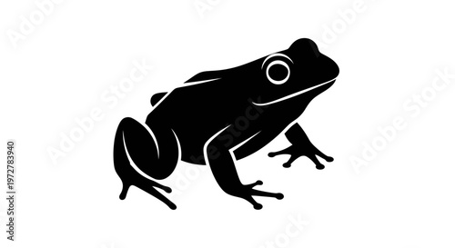 Minimalist Black Frog Silhouette Vector Illustration Isolated on White Background
