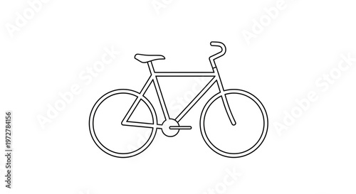 Minimalist Bicycle Line Art Illustration Icon Isolated on White Background