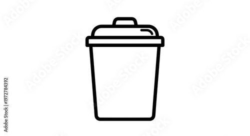 Minimalist Trash Can Icon Vector - Simple Line Art Waste Bin and Garbage Container Illustration