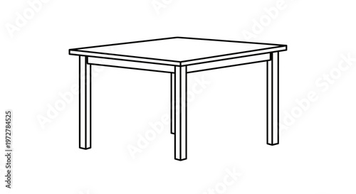 Simple wooden table vector illustration, minimalist line art furniture icon isolated on white background