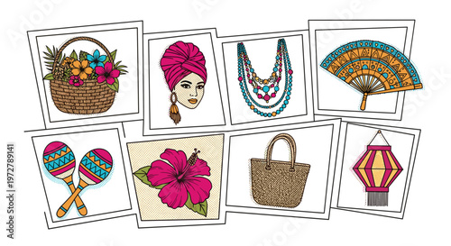 Vibrant ethnic collection featuring accessories and cultural elements