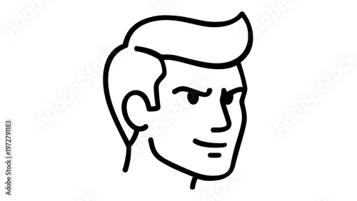 Confused Face Line Icon Vector Illustration of a Man with a Skeptical Expression, Furrowed Brows, and Doubtful Look. Minimalist Flat Design Scalable Graphic for UI and Emotional Communication.