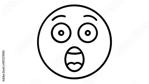 Surprised and shocked face line icon vector illustration. Minimalist emoji with wide eyes and open mouth expressing amazement, wonder, or disbelief. Scalable AI-generated graphic for modern UI.