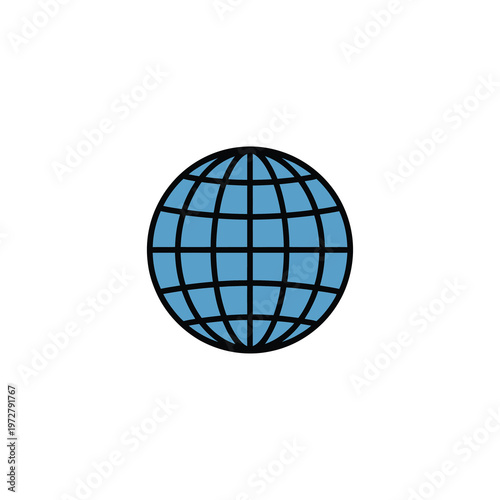 Blue and vector globe icon representing global connectivity and networks
