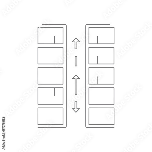 Vector showing parallel process flows with up and down arrows connecting steps