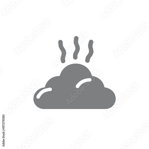 Simple gray vector icon of a cloud with wavy lines indicating steam or mist