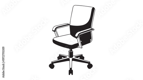 Black leather office chair isolated on white background