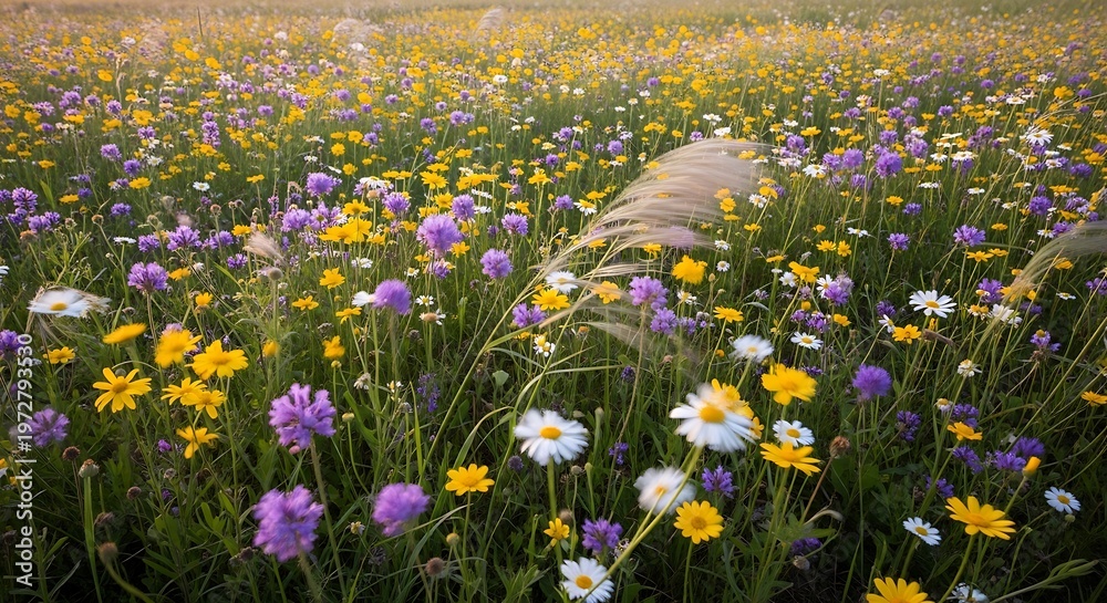 Fototapeta premium A vibrant field of colorful wildflowers in bloom during daytime