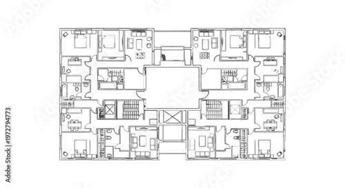 A detailed floor plan of apartments.