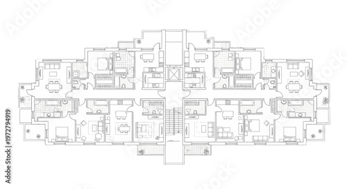 Detailed architectural floor plan design blueprint.