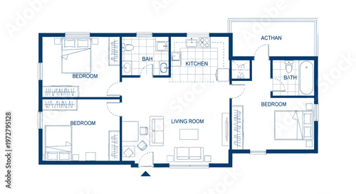 A detailed floor plan of a modern home.