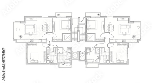 A detailed floor plan of a residential building.