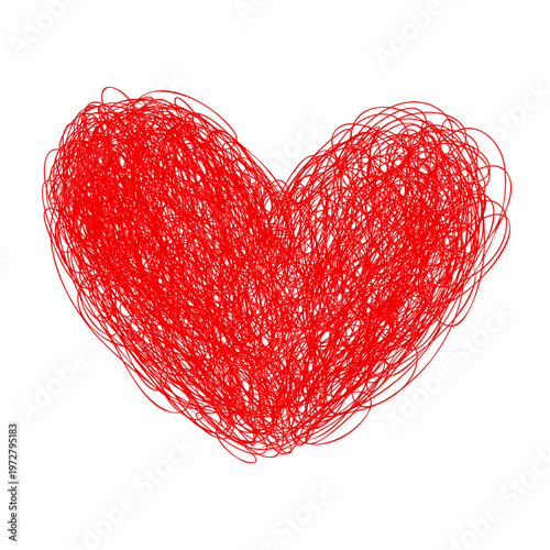 Hand drawn vector heart. Love symbol, Doodle colorful heart shape for Valentine day, card, template, design element