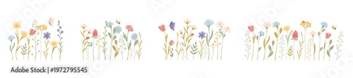 Wildflower Border Seamless Pattern Watercolor