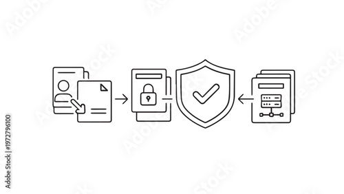 Set of business and technology icons featuring vector web interface buttons for mobile phone communication, document mail, and computer media symbols in a square design