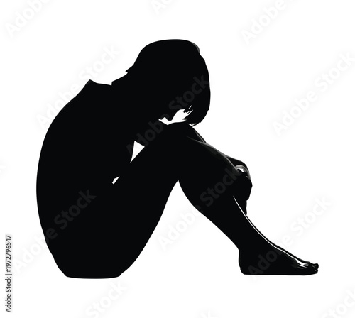 Silhouette of a sitting person shown in a vector