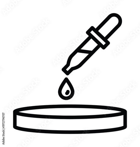 Vector of a dropper releasing a drop into a petri dish