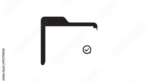 Vector illustration of a black digital file folder icon set on a white background for business computer technology and mobile device web design interface