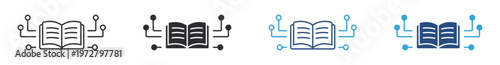 Digital Knowledge Icon Set, Smart Learning and AI Book, Education Technology Concept Icons