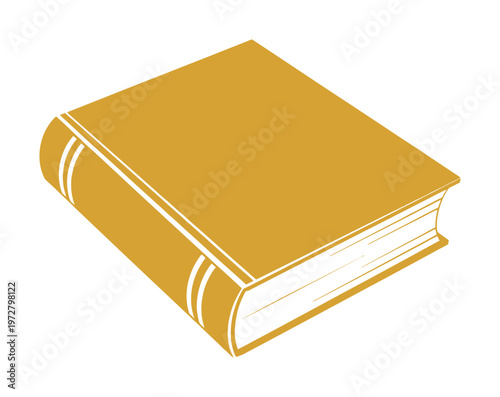 Vector of a closed hardcover book with a gold cover and white pages