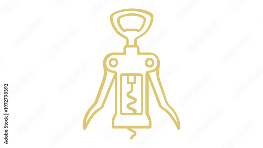 Obraz premium Minimalist Wing Corkscrew Vector Icon Illustration with Red to Orange Gradient. Scalable AI-Generated Line Art Graphic for Wine Bottle Opening, Kitchen Accessories, and Barware Design Elements.