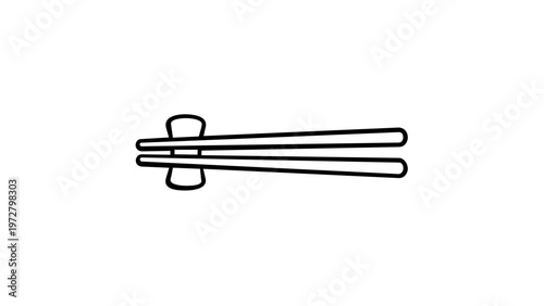 Minimalist Chopsticks Line Icon Vector Illustration, Featuring a Pair of Traditional Asian Eating Utensils Resting on a Holder, Scalable Flat Graphic for Kitchen, Cooking, and Food Themes.