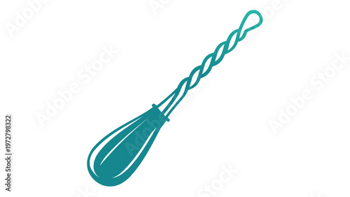 Teal minimalist whisk vector icon illustration for kitchen cooking and baking. Scalable flat line art design of a wire balloon whisk utensil, ideal for culinary apps, food blogs, and graphics.