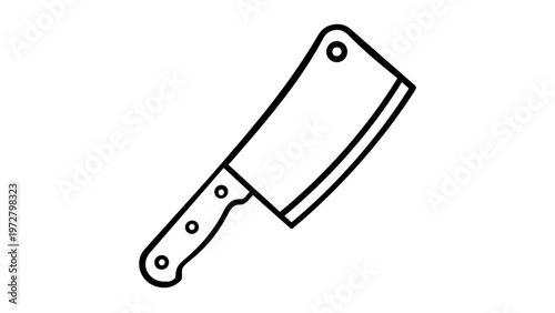 Minimalist Meat Cleaver Vector Icon Illustration for Kitchenware and Butchery Design, Scalable Black Line Art Graphic for Cooking Apps, Butcher Shop Branding, and Culinary Web Elements