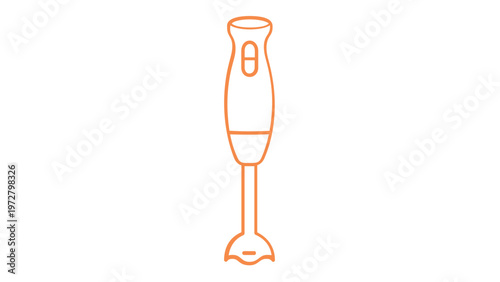 Modern Hand Blender Vector Icon Illustration, Minimalist Immersion Blender Line Art for Kitchen Cooking, Food Preparation, and Culinary Design, Scalable Flat Graphic for Apps and Web Design.
