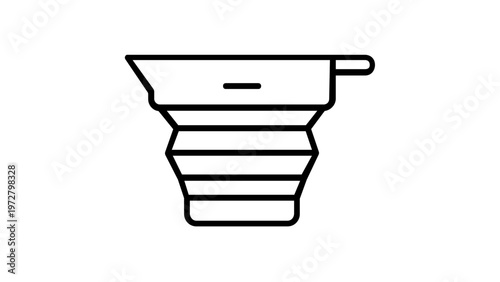 Collapsible silicone measuring cup vector icon illustration for kitchen cooking and baking, minimalist flat line art design of a portable space-saving culinary tool, scalable digital graphic.