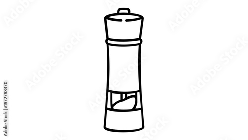 Minimalist Salt and Pepper Grinder Mill Vector Icon Illustration, Scalable Black and White Line Art Graphic for Kitchen Cooking, Food Seasoning, and Culinary Design, AI-Generated Flat Design