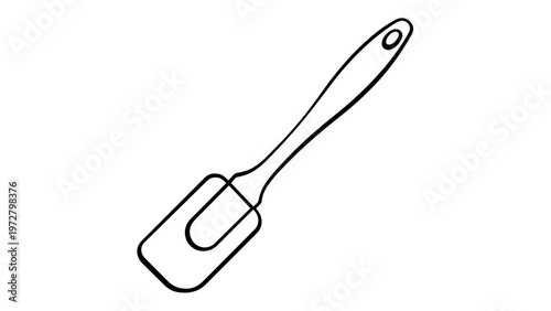 Minimalist Vector Illustration of a Kitchen Spatula Line Icon, Scalable Black and White Scraper Tool for Cooking and Baking, AI-Generated Flat Graphic Design Element for Culinary Projects