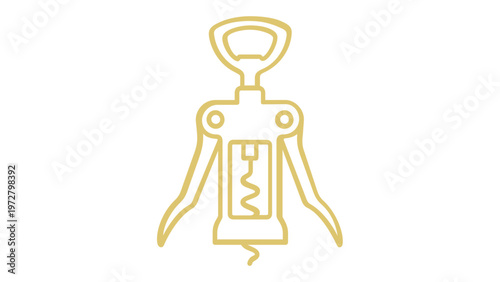 Minimalist Wing Corkscrew Vector Icon Illustration with Red to Orange Gradient. Scalable AI-Generated Line Art Graphic for Wine Bottle Opening, Kitchen Accessories, and Barware Design Elements.