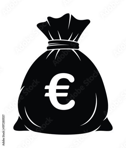 Vector of a money bag with a euro symbol prominently displayed