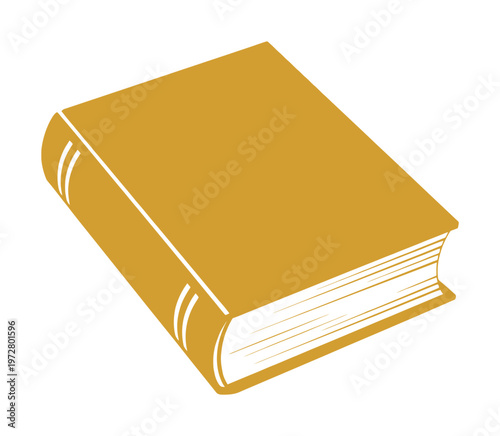 Vector of a closed golden hardcover book with blank cover and spine