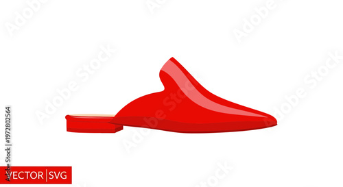 Single Red Mules Shoe, Fashionable Slip-On Footwear, Elegant Design