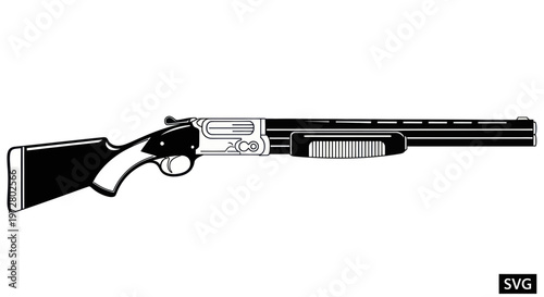 Vintage Pump-Action Shotgun Illustration