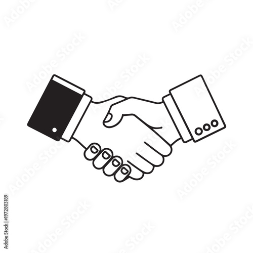Handshake between two businessmen symbolizing agreement teamwork and partnership in vector illustration style
