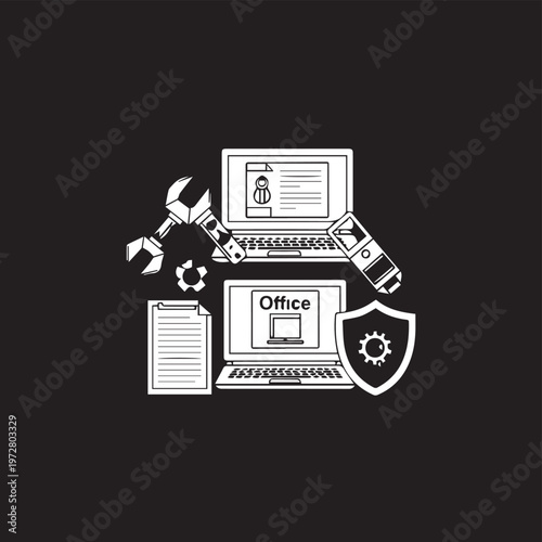 Vector illustration of a retro camera icon for modern technology and online business design