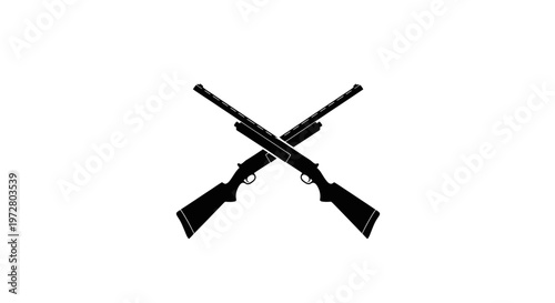 Crossed Shotguns Icon, Hunting, Sport, Military, Security, Danger Symbol