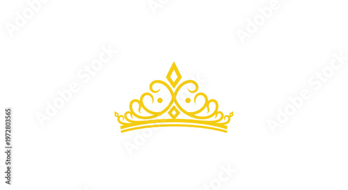 Golden Royal Crown Silhouette on White Background