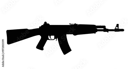 Silhouette of an assault rifle isolated on white background