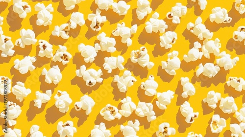 Flat design popcorn background pattern in white and yellow