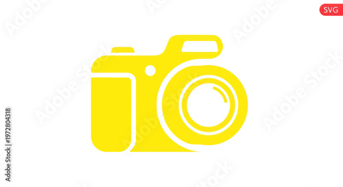 Yellow Camera Icon, Photography Symbol, Graphic Design Element, Isolated Object