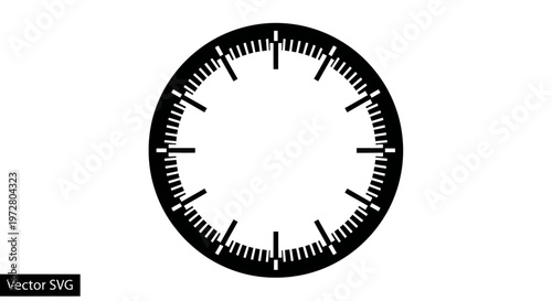 Blank Clock Face with Tick Marks and Numbers - Time Concept