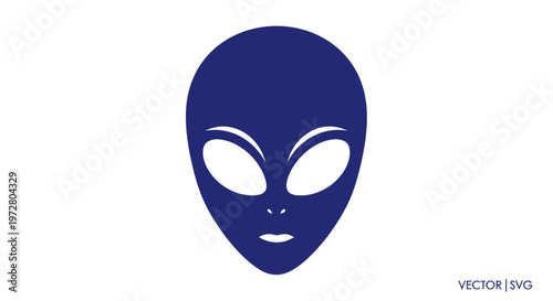 Blue alien head silhouette icon, extraterrestrial, ufo, space, science fiction concept