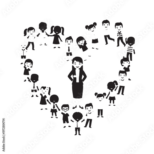 Simple social network concept with business people icons in a clean vector illustration style